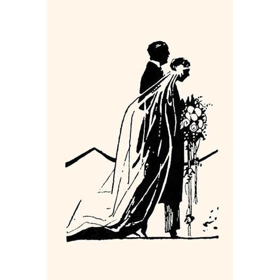 Couple side by side moving toward a wedding ceremony-Fine Art Canvas Print (20" x 30")