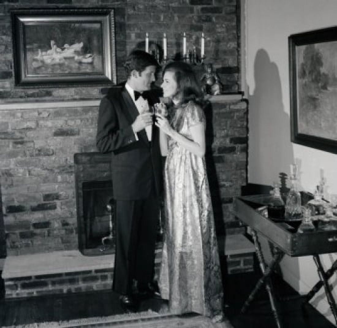 Couple standing in the living room face to face black and white Canvas Art - (18 x 24)