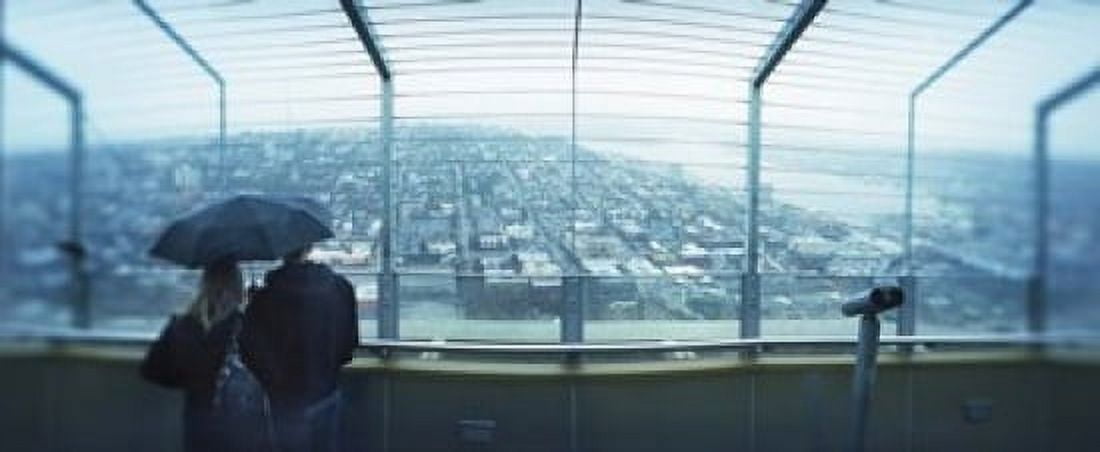 Couple viewing a city from the Space Needle Queen Anne Hill Seattle Washington State USA Canvas Art - Panoramic Images (15 x 6)
