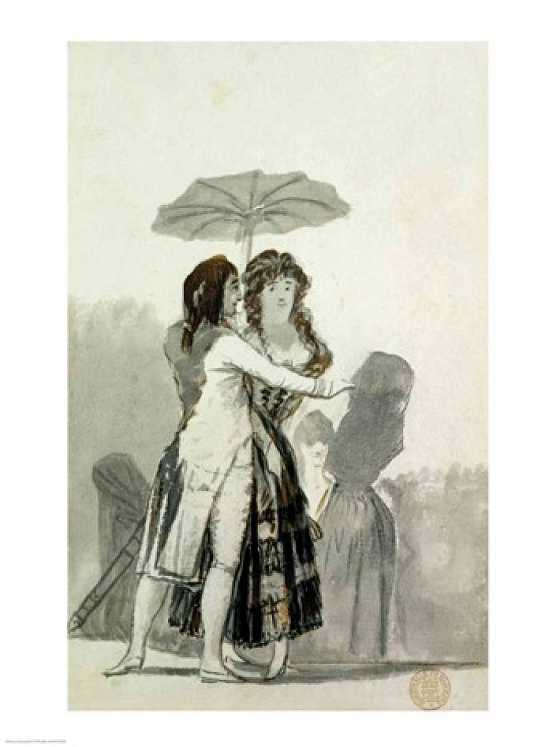 Couple with a Parasol Canvas Art - Francisco De Goya (24 x 36)