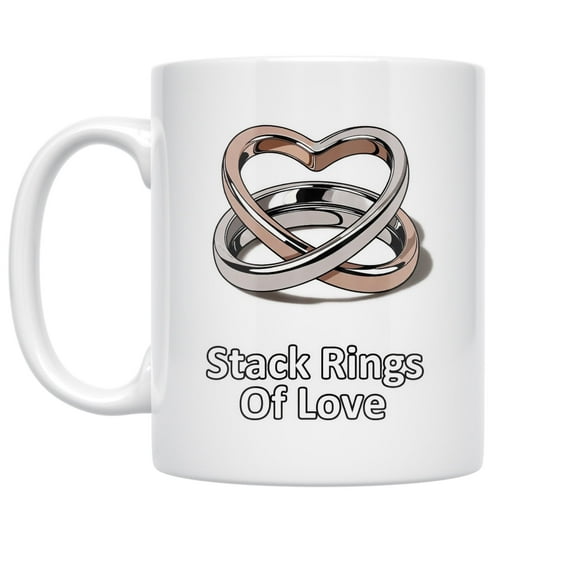 Couples 11 oz Coffee Mug - Stack Rings Love White Ceramic