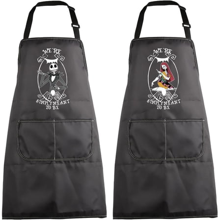 Couples Aprons We''re Simply Meant to Be Jack and Sally Gifts Mr Mrs Matching Aprons for Couples Valentine Gothic Gifts