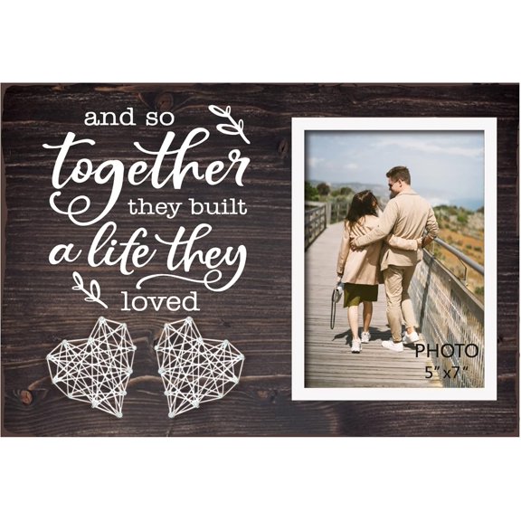 Couples Bedroom Living Room Decor - Marriage Gifts for Couple - String Art Picture Frame 5x7 Inches Photo - And So Together They Built a Life They Loved