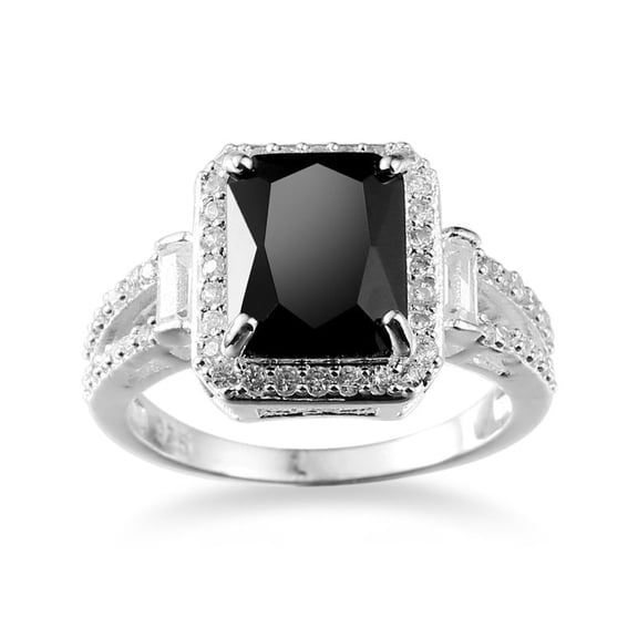 Couples Black Zircon Geometric Copper Ring Electroplated Durable Fashion Jewelry Anniversary Gift For Partners