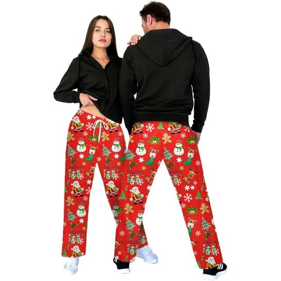 Christmas Pajama Pants Women Men Matching Xmas Pjs Pants Pajama Bottom Couples Lounge Sleepwear Costume Christmas Gifts