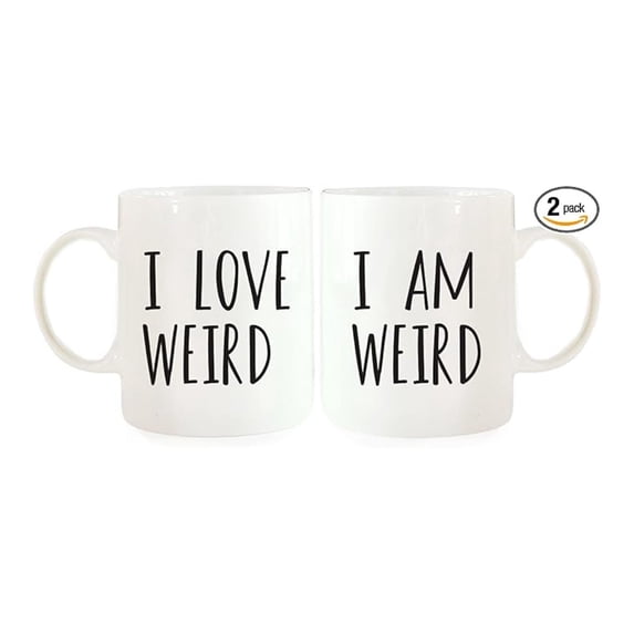 Couples Coffee Mugs 11oz - I Am Weird, I Love Weird - His & Hers Mug Set of 2 - Valentine's Day Gifts for Couples - Mr & Mrs Mugs