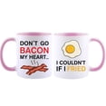 thumbnail image 1 of Couples Cups Don't Go Bacon My Heart, I Couldn't If I Fried - Pink Ceramic Coffee Mug - Valentine's Day His & Her Gifts - Husband and Wife Anniversary Presents - Wedding or Engagement Gift, 1 of 3