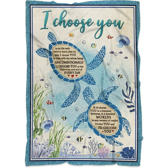 Couples Fleece Blanket Gift, I Choose You Plush Microfiber Flannel Blanket, Blankets for Sofa Couch Bed Travel, Romantic Gift for Him Her Wife Husband, Gifts for Anniversary Valentine Birthday