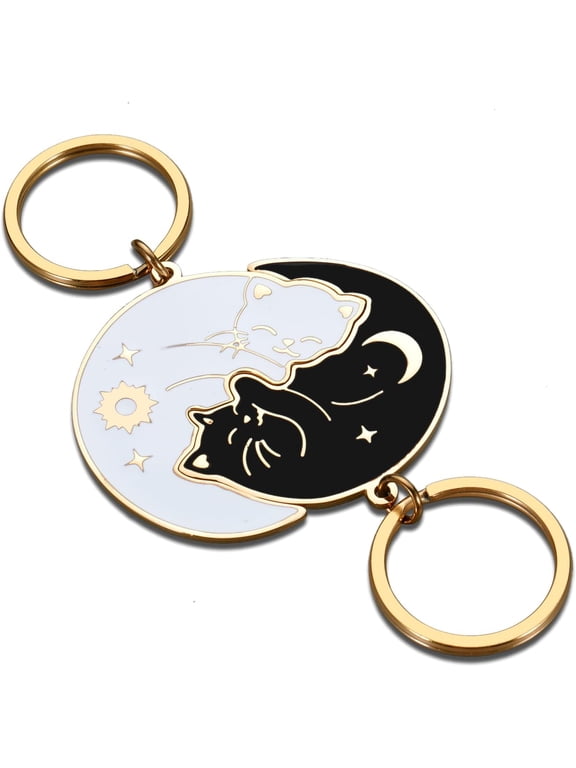 Couples Gifts for Boyfriend Girlfriend Valentines Day Best Friend Cat Keychain Anniversary Matching Couple Stuff for Wife Husband Him Her Christmas Stocking Stuffer for Women Men Cat Lover Gifts