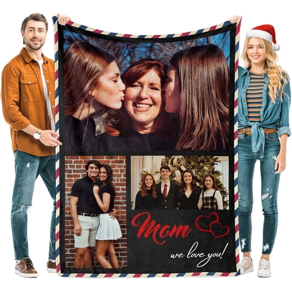 Couples Gifts Custom Blankets with Photos and Text Multiple Colors Sizes Soft Flannel Blankets Valentines Day Gifts
