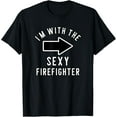 thumbnail image 1 of Couples Halloween Costume Shirt Im With The Sexy Firefighter T-Shirt, 1 of 3