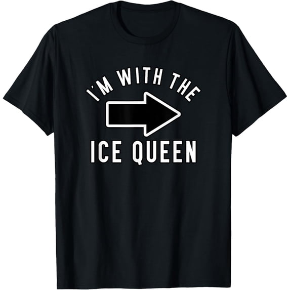 Couples Halloween Costume Shirts I'm With The Ice Queen T-ShirtMen and women, Black T-shirt, size: Extra large
