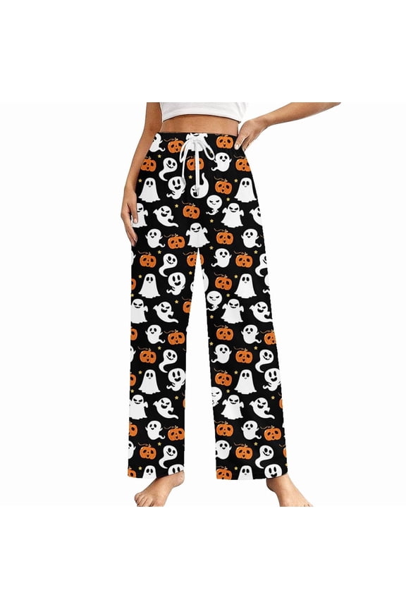 Couples Halloween Pjs Pants Women Men Halloweens Pajamas Unisex Funny Pajama Pants Bottom Lough Sleepwear for Halloween Costume Party,Large