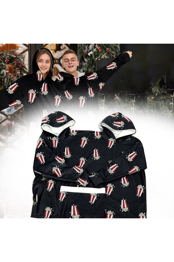 Couples Hoodies Pajamas Oversized Two Person Hoodie Couple Matching Onesies Flannel Blanket Clothes with Pocektes