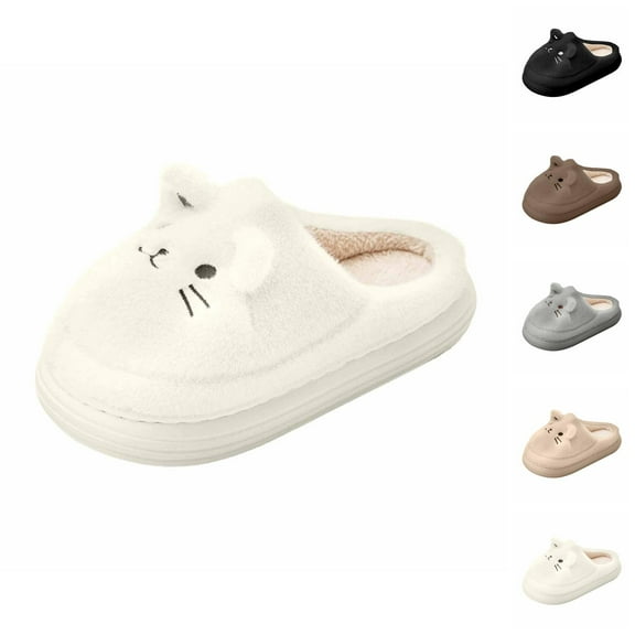 Couples House Slippers for Women and Men Cozy Plush Cat Print Winter Indoor Outdoor Slippers Thick Warm Lined Soft Sole Home Footwear for Comfort