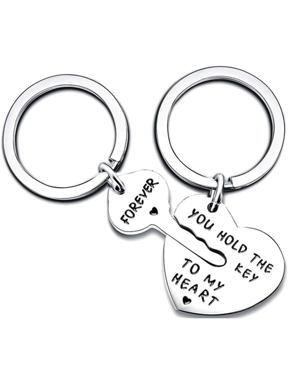 Couples Keychain Set, You Hold The Key to My Heart Forever Keychain Charm Jewelry Gift for Boyfriend Girlfriend Anniversary Wedding Valentine Birthday Gift