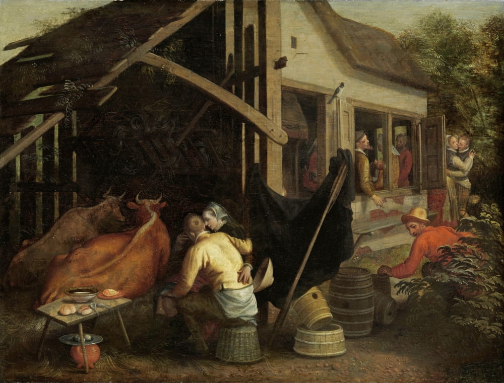Couples Making Love At A Country Inn Canvas Art - (36 x 24)