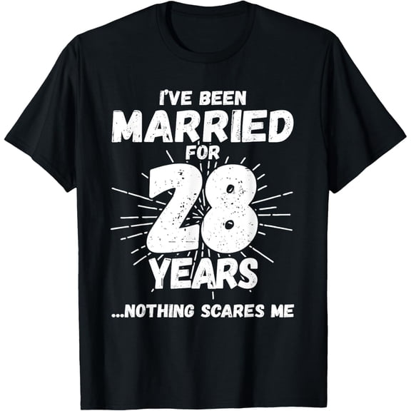 Couples Married 28 Years - Funny 28th Wedding Anniversary T-Shirt100% cotton