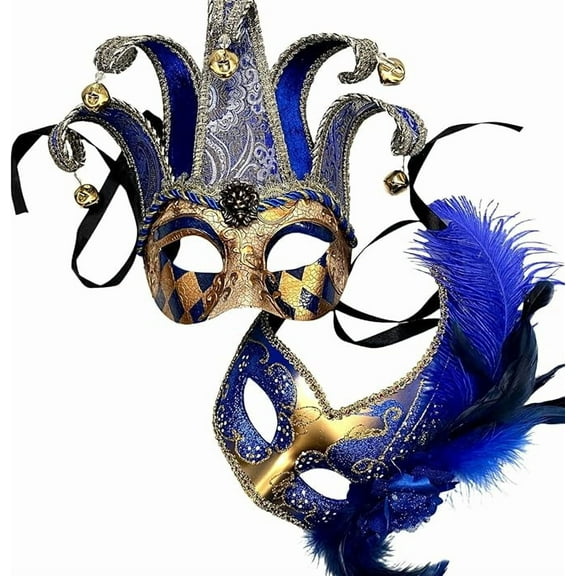 Couples Masquerade Jolly Jester Mask Halloween Cosplay Mardi Gras Prom Dance Birthday Dress up Party