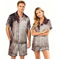 thumbnail image 1 of Couples Matching Halloween Pajamas Set Short Sleeve Button Down Shirt and Shorts Spooky Festivity Sleepwear Outfits, 1 of 5