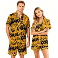 thumbnail image 1 of Couples Matching Halloween Pajamas Set Short Sleeve Button Down Shirt and Shorts Spooky Pumpkin Nightwear Loungewear PJs, 1 of 5
