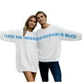 thumbnail image 1 of Couples Matching Outfits I Love You This Much Sweatshirt Oversized Crew Neck Tops Valentine's Couple Sweatshirts with Letter Print His and Her Pullover, 1 of 8