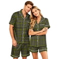 thumbnail image 1 of Couples Matching Pajamas, Silky Satin Short Sleeve Sleepwear for Women Button Down 2 Piece Loose Fit Casual Nightwear Pjs Set, 1 of 4