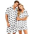 thumbnail image 1 of Couples Matching Pajamas, Women Satin 2 Piece Pjs Set Short Sleeve Button Down Loose Casual Summer Sleepwear Nightwear, 1 of 4