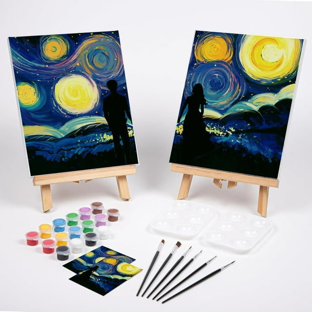 Couples Paint Party Kits Pre Drawn Canvas For Adults For Paint And Sip