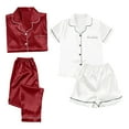 thumbnail image 1 of Couples Pajamas Sets Women & Men Satin Short Sleeve Sleepwear Button Down Loungewear Pjs Set with Pants, 1 of 4