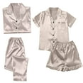 thumbnail image 1 of Couples Pajamas Sets Women & Men Satin Short Sleeve Sleepwear Button Down Loungewear Pjs Set with Pants, 1 of 2
