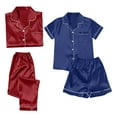 thumbnail image 1 of Couples Pajamas Sets Women & Men Satin Short Sleeve Sleepwear Button Down Loungewear Pjs Set with Pants, 1 of 4