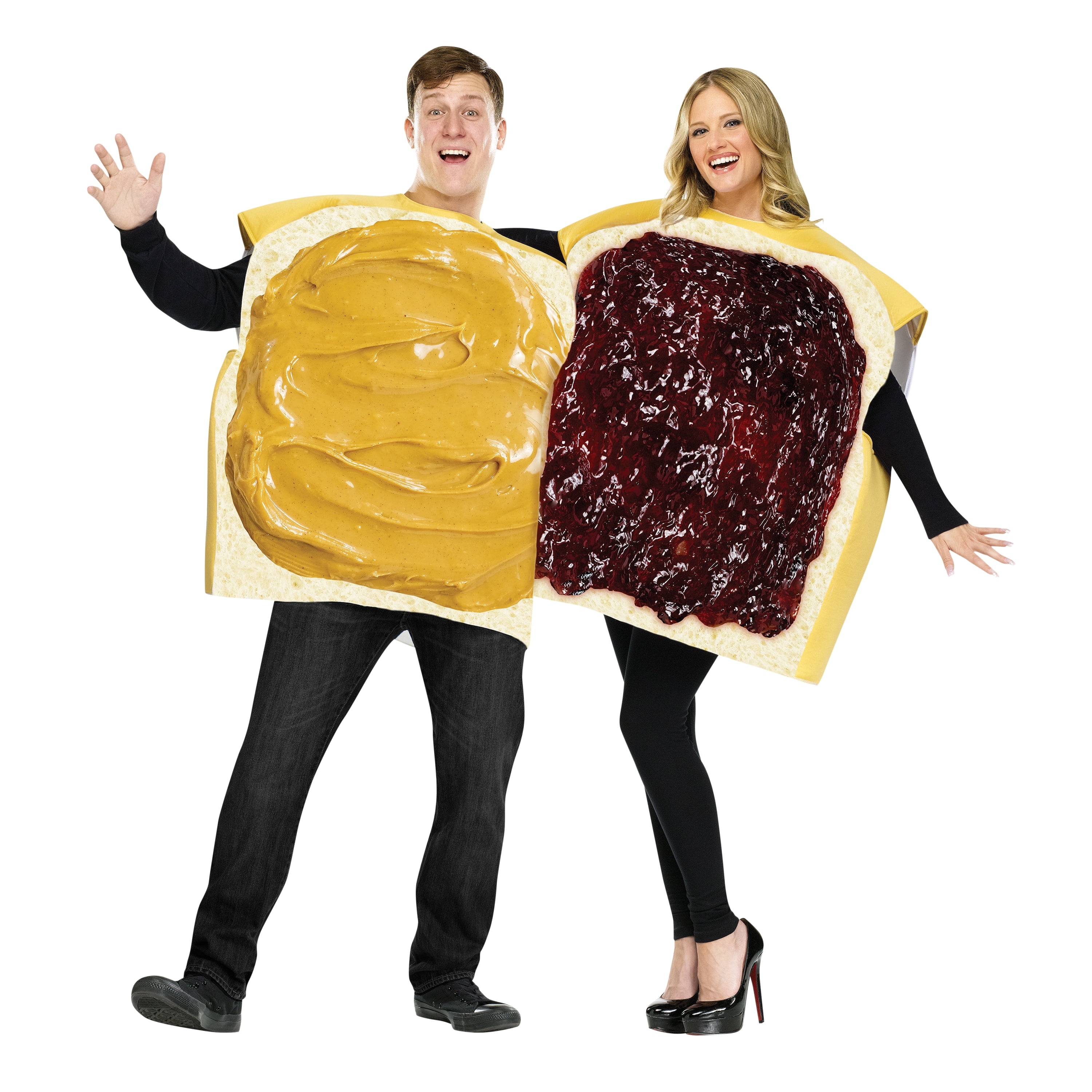 Couples Peanut Butter and Jelly 2pc Halloween Costume for Adults, Adult One Size Fit, by Way to Celebrate