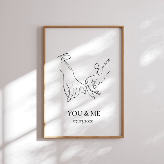 Couples Poster Anniversary Names And Date , Poster Print Only