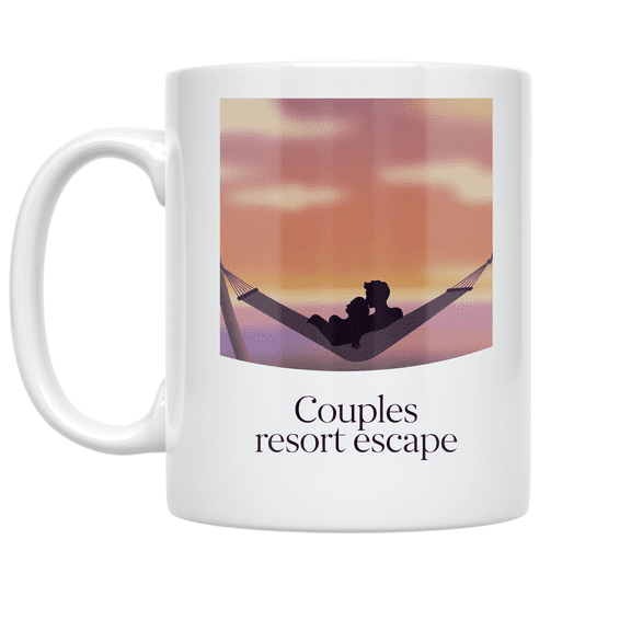 Couples Resort Escape Hammock Art - Romantic Design - 11 oz Ceramic Coffee Mug