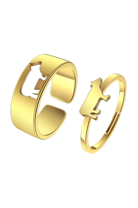 Couples Ring Gold Tone Stainless Steel Cow Design Durable Jewelry For Him And Her Anniversary Gift For Couples Elegant