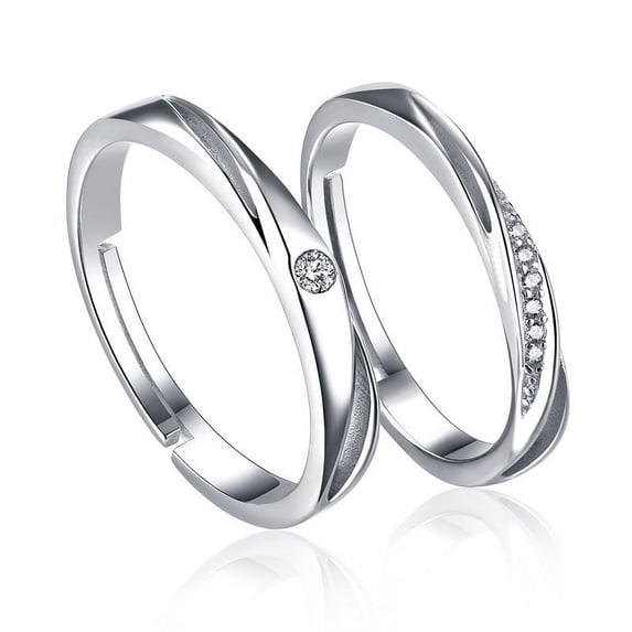 Couples Ring Set Adjustable Silver Rings For Women And Men Promise Rings Anniversary Gift Matching Rings For Couples