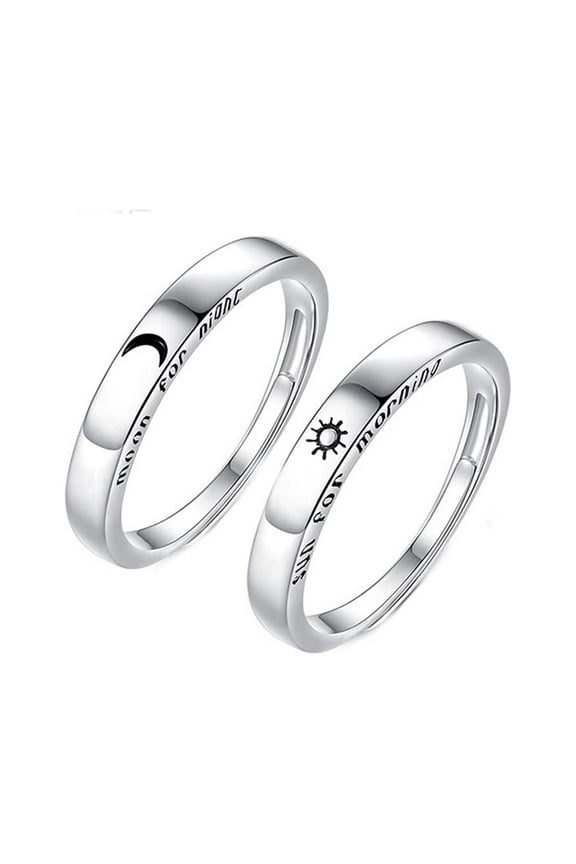 Couples Rings for Him and Her Set Silver Ring Set Promise Rings for Women Men Birthday Christmas Valentines Day Gifts for Her Him Sun and Moon Ring