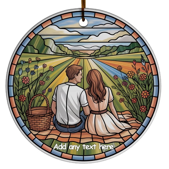Couples & Romance Picnic Blanket Ceramic Ornament  Customizable Ornament for Family Members, Christmas Tree Keepsake Christmas 2025