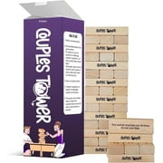 Couples Tower Adult Stacking Wooden Block Game | Spicy Dare Questions | Fun & Flirty Activity for Date Night, Bedroom, & Couples | 54 Wood Pieces