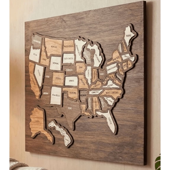 Couples Travel Map, Wooden USA Puzzle for Two, Interactive State Map for Anniversary Wedding Gift