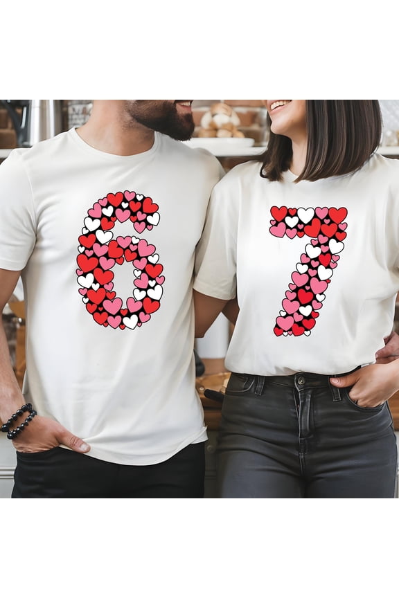 Couples Valentines Day 6 7 TShirt Cute Heart Six Seven Meme Shirt Funny Love Number 67 Gif