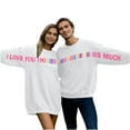 thumbnail image 1 of Couples Valentines Shirts, I Love You This Much Matching Couples Sweatshirts Crew Neck Long Sleeve Pullover Tops with Valentine's Day Letter Print, 1 of 8