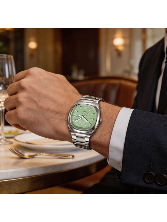 Couples Watches Set Matching His and Hers Stainless Steel Bracelet Quartz Watch with Date Alarm Chronograph Multifunctional Water Resistant for Daily Casual Wear and Gift