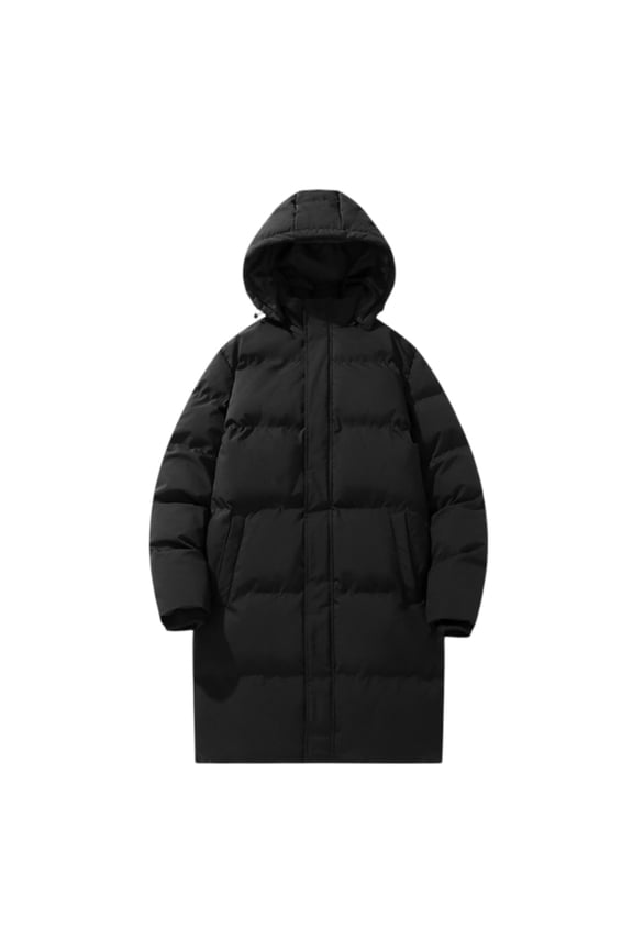 Couples Winter Long Windproof Padded Jacket For Men And Women Solid Color Plus Size Thick Loose Coat