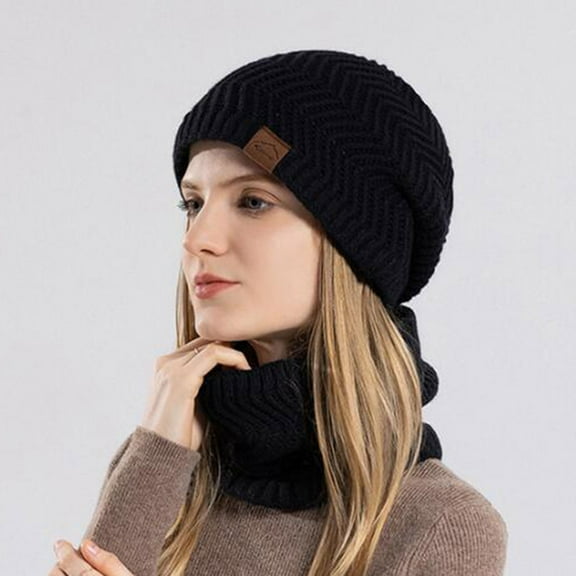 Couples Winter Outdoor Cycling Men And Women Knitting Wool Cap And Collar Two Piece Warm Hat Scarf Hat Gloves Set Women Scarf Hat Gloves Set Men Scarf Hat Gloves Scarf Hat Gloves Set Scarf Hat Gloves