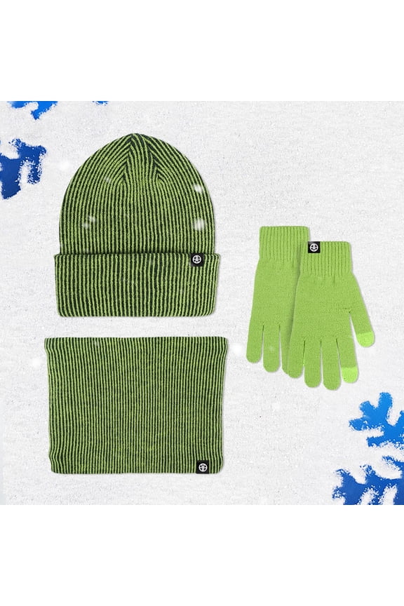 Couples Winter Outdoor Warm Winter Proof Hat Scarf Gloves Three Piece Striped Knitted Pile Hat Hat Gloves Scarf Set Gloves Scarf Set Men Scarf Gloves Hat Set Light Scarf Hat Gloves Set Men Scarf Hat