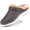 thumbnail image 1 of Couples Winter Slippers Lined Clogs for Men Women Warm Plush Fleece Lining Garden Shoes Home House Slippers Indoor Outdoor Deep Grey, 1 of 6