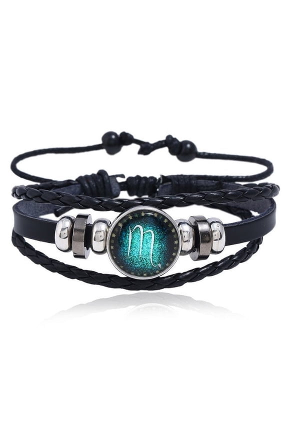 Couples Woven Leather Bracelet Vintage Constellation Design Anniversary Gift Travel Souvenir Individually Packed Zodiac