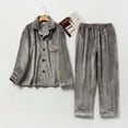 thumbnail image 1 of Couples flannel pajamas for men and women autumn and winter coral fleece thickened home clothes warm embroidery set Gray XL, 1 of 6